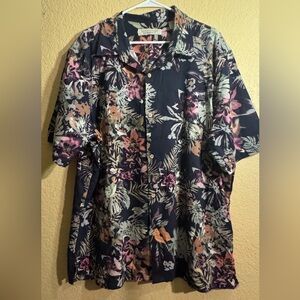 ISLAND  REPUBLIC  Tropical Print Shirt - Black and Pink size XXL